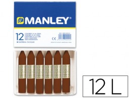 12 lápices cera blanda Manley unicolor pardo